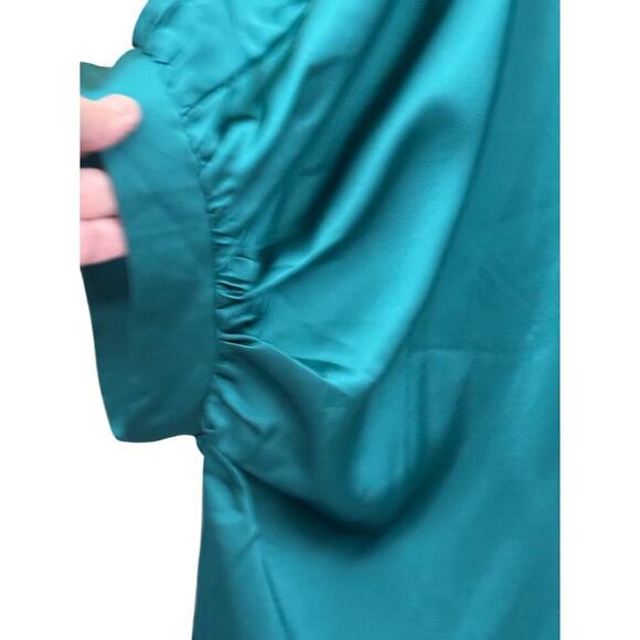 Lyn Burches teal top, large, flowy, oversized, boho luxe, minimalist elegance - Picture 4 of 6